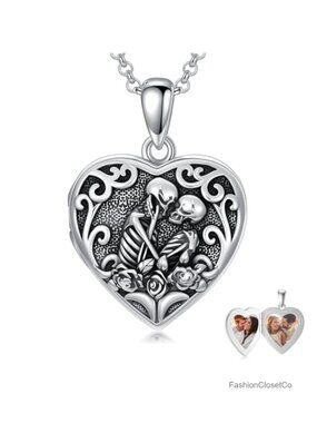 925 Sterling Silver Personalized Heart Locket Necklace Photo Picture Pendant